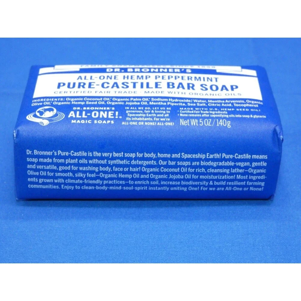 Dr Bronner's All One Hemp Peppermint Pure Castile Soap Organic 5 oz - 5 BARS Lot